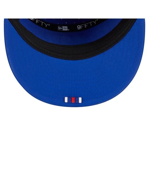 KTZ Blue Buffalo Bills 2025 Sideline Throwback Split Panel 9fifty Snapback Hat for men