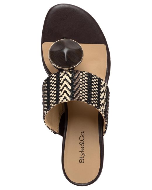 Style & Co. Brown Brandyy Embellished Raffia Sandals