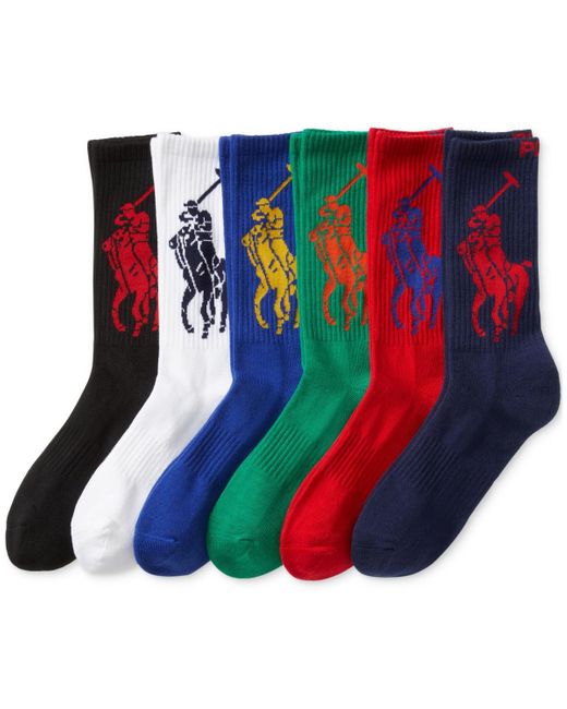 Polo Ralph Lauren Red 6-pk. Big Pony Crew Socks for men