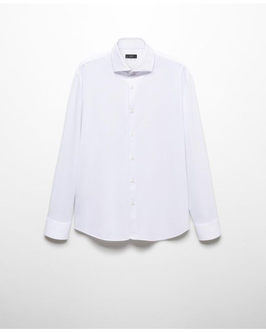 Mango White Slim Fit Cotton Dress Shirt for men