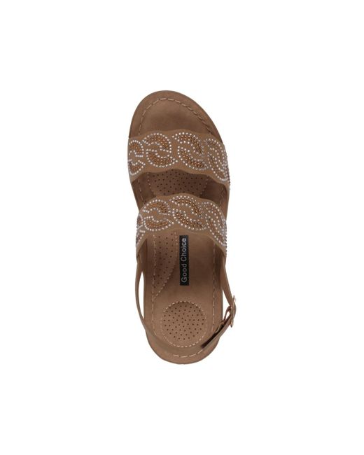 Gc Shoes Brown Alexia Embellished Wedge Sandals