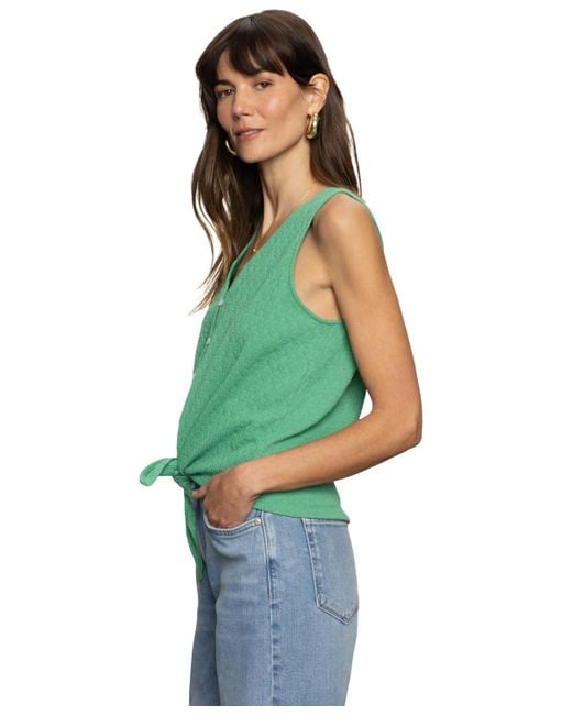 Sanctuary Green Vacation Tie-front Button-up Vest