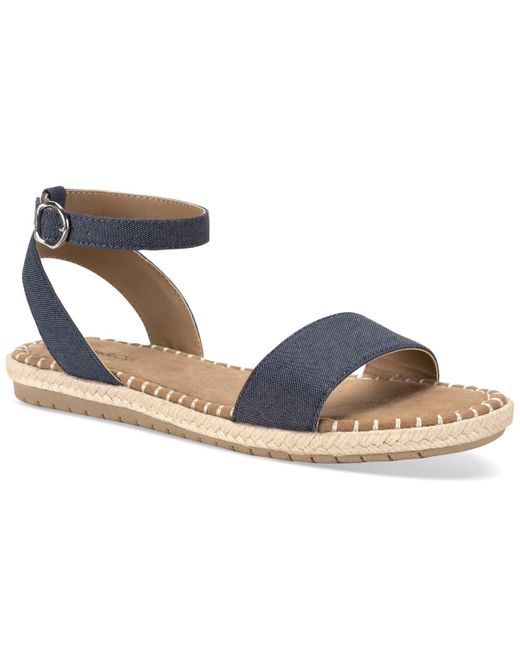 Style & Co. Blue peggyy Ankle-strap Espadrille Flat Sandals