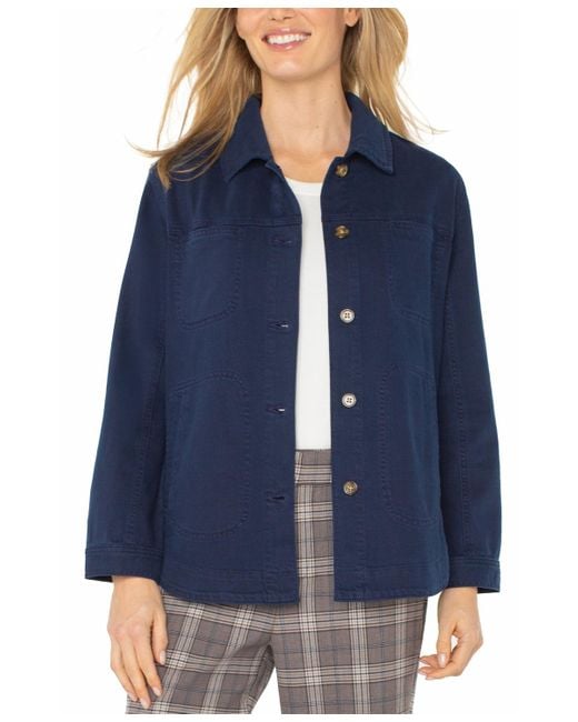 Liverpool Los Angeles Blue Button-front Shirt Jacket