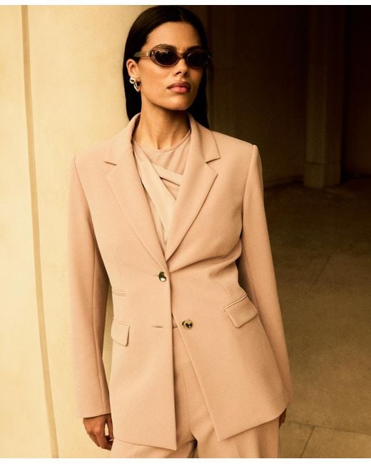 Anne Klein White Two-button Structured Stretch Blazer