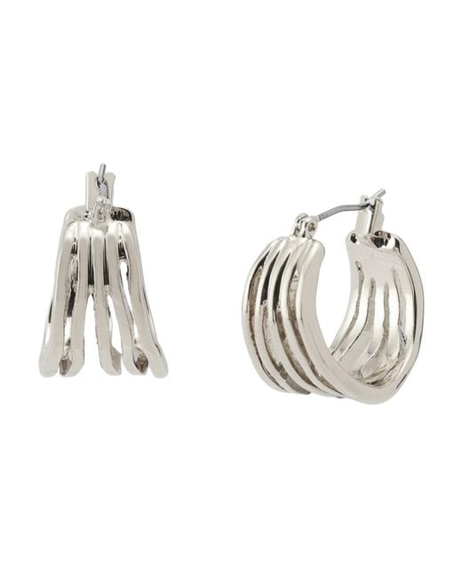 Robert Lee Morris Metallic Sculpted Multi Row huggie Earrings