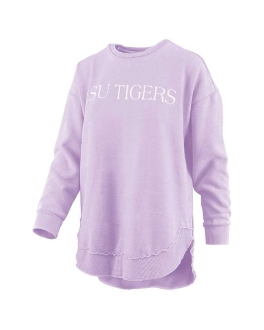Pressbox Purple Distressed Lsu Tigers Seaside Springtime Vintage-like Poncho Pullover Sweatshirt
