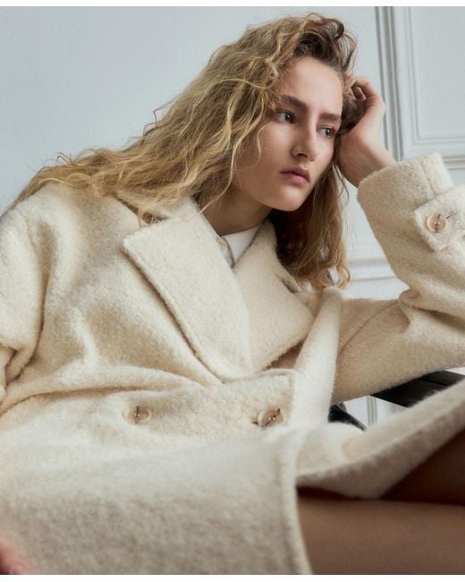 Mango Natural Lapels Boucle Coat