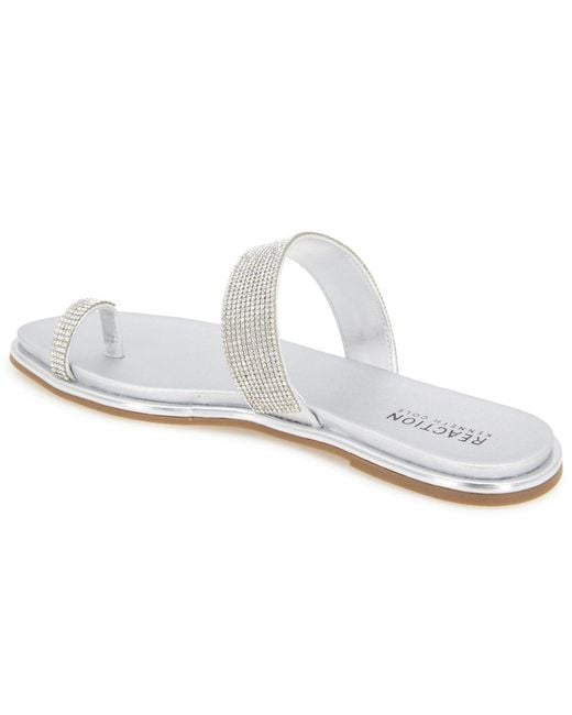 Kenneth Cole White Wilfred Toe Loop Flat Sandals