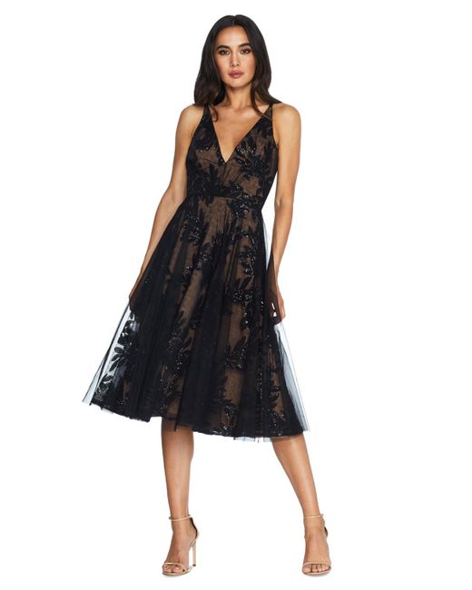 Dress the Population Black Courtney Sequin And Tulle Dress