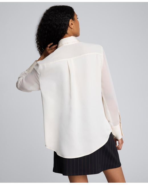 Kenneth Cole Black ' Button-front Collar Neck Shirt