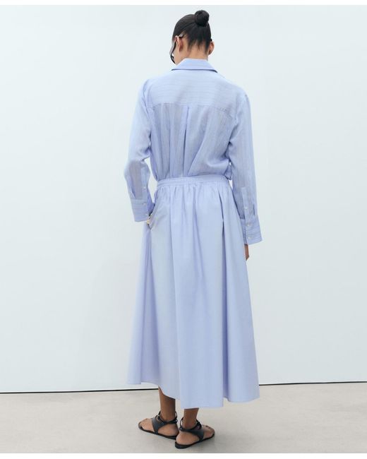 Mango Blue Flared Cotton Skirt