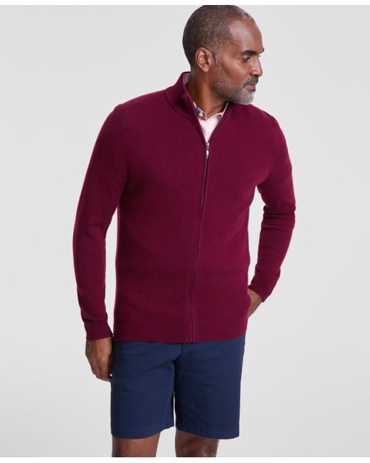 Club Room Full zip Cashmere Sweater in Red for Men Lyst