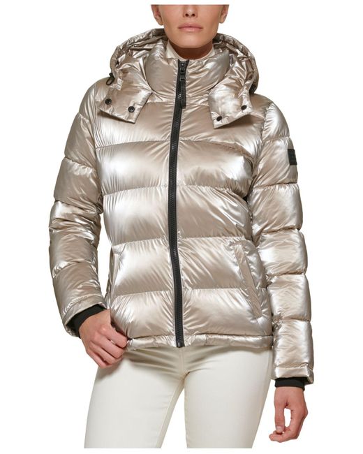 Calvin Klein Shine Hooded Puffer Coat | Lyst
