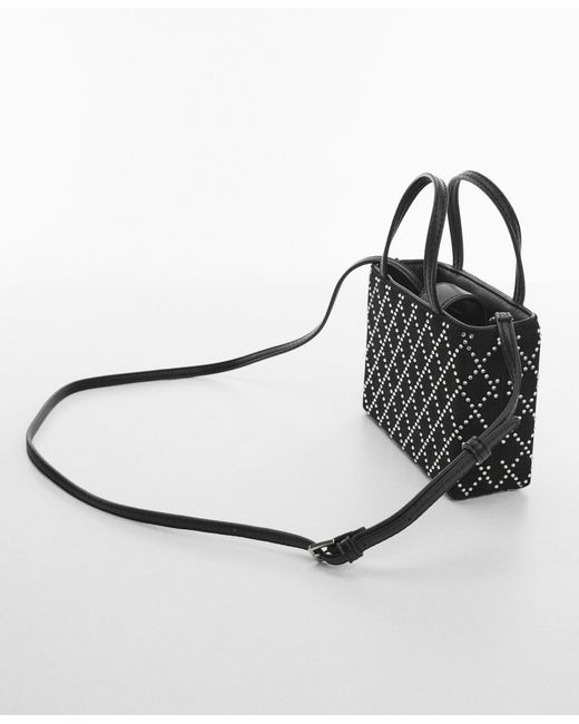 Mango Black Rhinestone Rhombus Bag