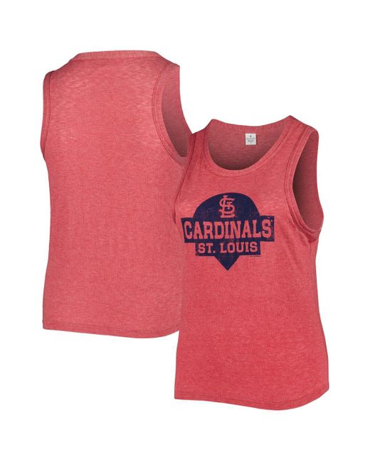 Soft As A Grape Red St. Louis Cardinals Plus Size High Neck Tri-blend Tank Top