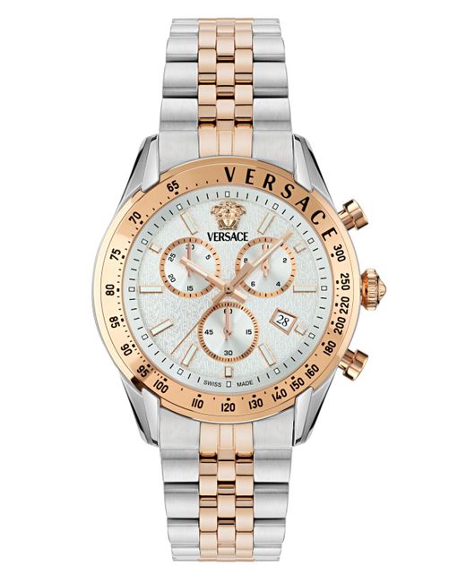 Versace Metallic Swiss Chronograph Two-tone Stainless Steel Bracelet Watch 44mm for men