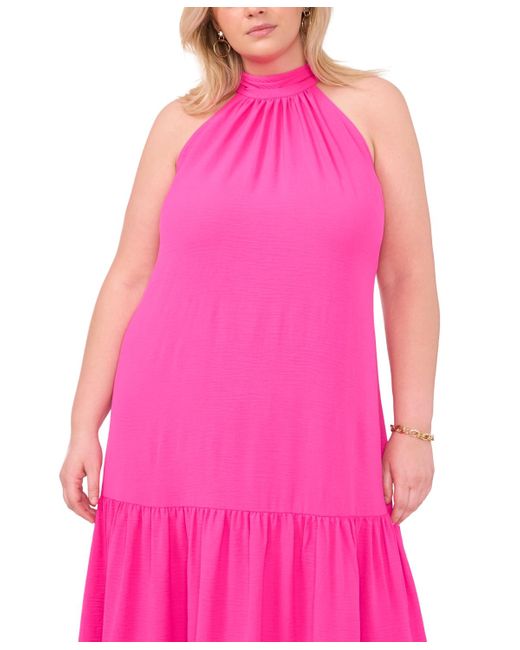 Msk Pink Plus Size Tiered Maxi Dress