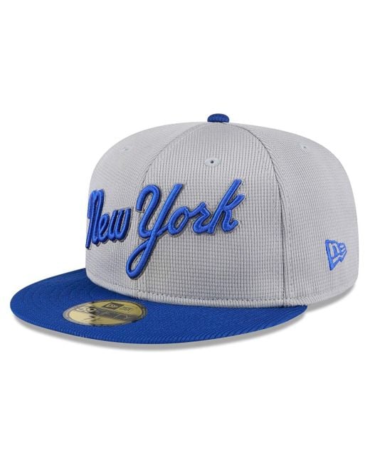 KTZ Blue Gray/royal New York Mets 2025 Batting Practice 59fifty Fitted Hat for men