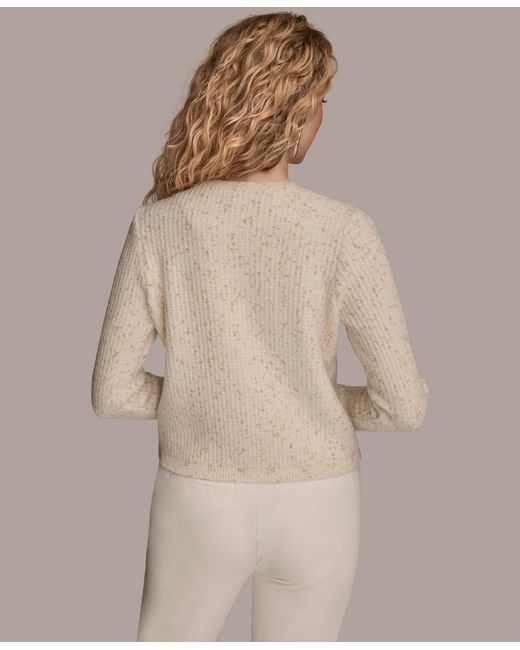 Donna Karan Natural Metallic Cardigan Sweater