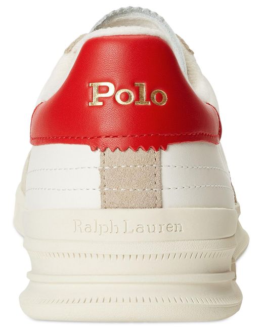 Polo Ralph Lauren White Heritage Aera Leather & Suede Sneaker for men