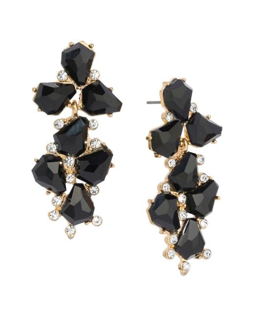 2028 Black Epoxy Multi Shape Stone Linear Earrings