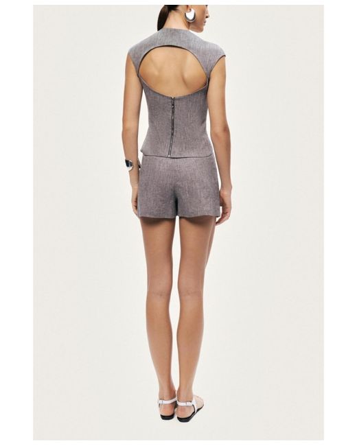 Nocturne Gray Open-back Tailored Top