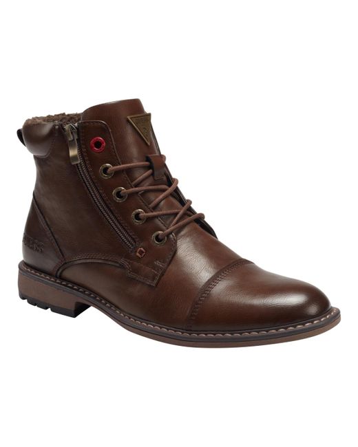 Guess Brown Samwell Cap Toe Lace Up Casual Boots for men