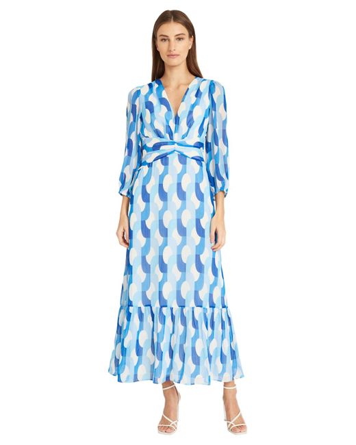 Donna Morgan Blue Geo-print Maxi Dress