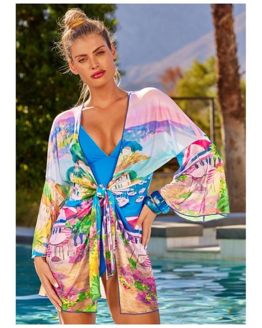 Becca Blue Positano Mesh Cover-up Tunic