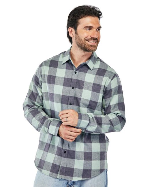 Braveman Blue Button Down Classic Fit Flannel Shirt for men