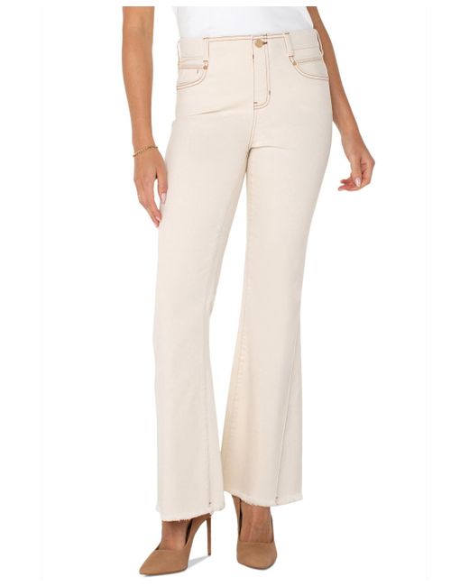 Liverpool Los Angeles Natural Gia Glider Mid-rise Flare Fray-hem Jeans