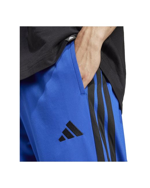 Adidas Blue 3-stripes Regular-fit Tricot Track Pants for men