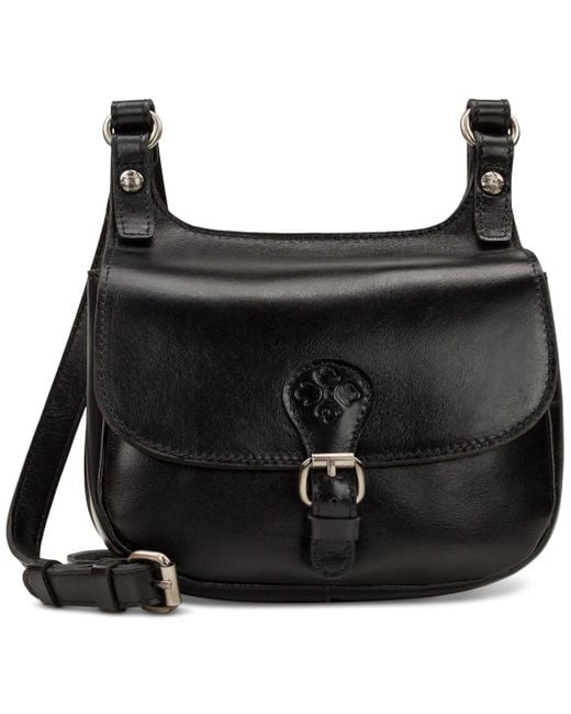 Patricia Nash Black Linny Leather Saddle Bag