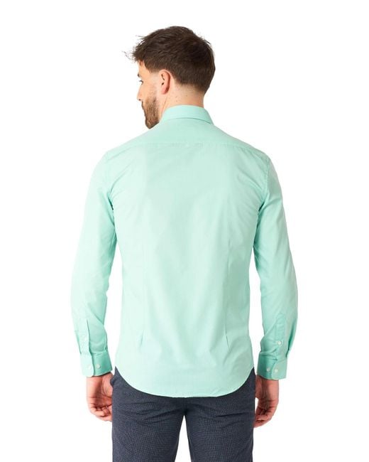Opposuits Green Long-sleeve Magic Mint Solid Shirt for men