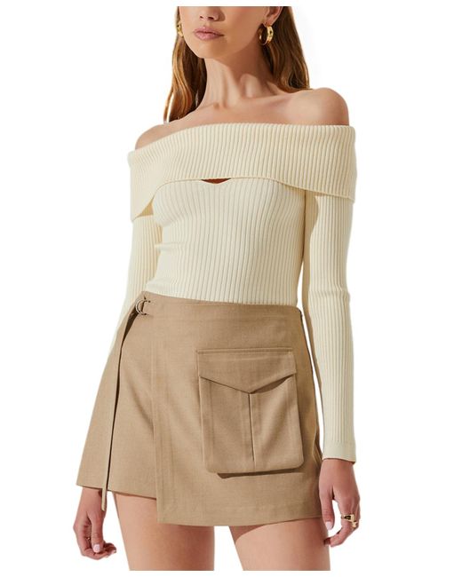Astr Natural Brylee Utility-pocket Mini Skirt