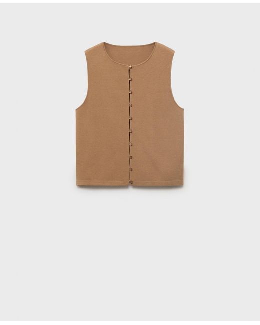 Mango White Buttoned Fine-knit Vest
