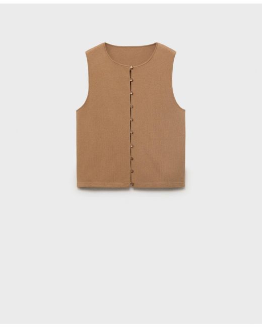 Mango White Buttoned Fine-knit Vest