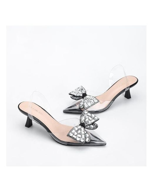 BERNESS White Maxi88 Clear Upper Kitten Heels