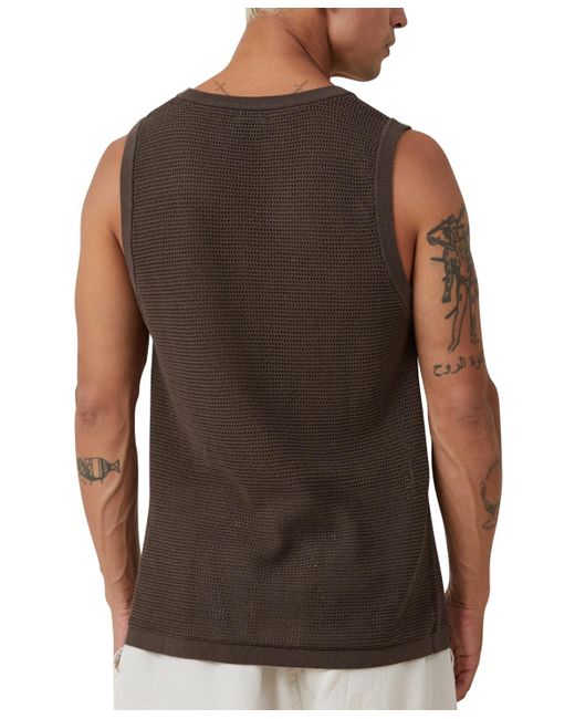 Cotton On Brown Knit Tank Top for men