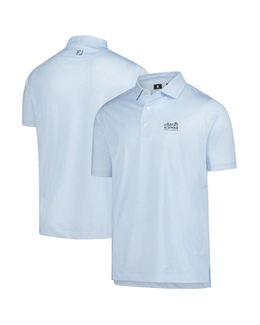 Footjoy Blue Â The Charles Schwab Challenge Prodry Loop Print Lisle Polo Shirt for men