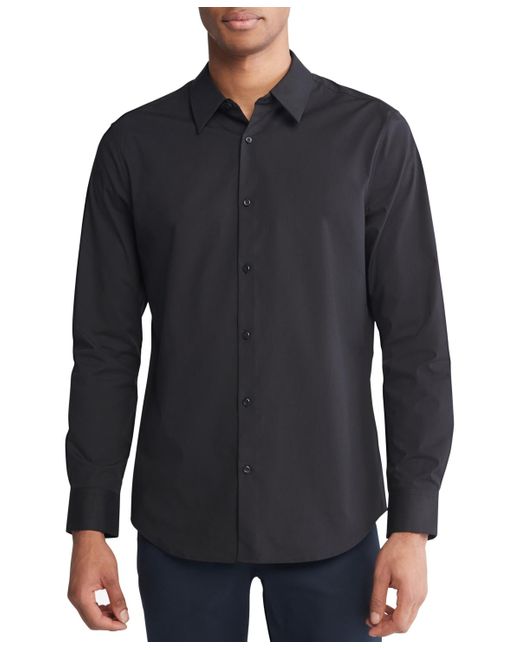 Calvin Klein Blue Slim Fit Long Sleeve Solid Button-front Shirt for men