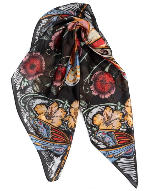 Vince Camuto Blue Oversized Butterfly Printed Square Scarf