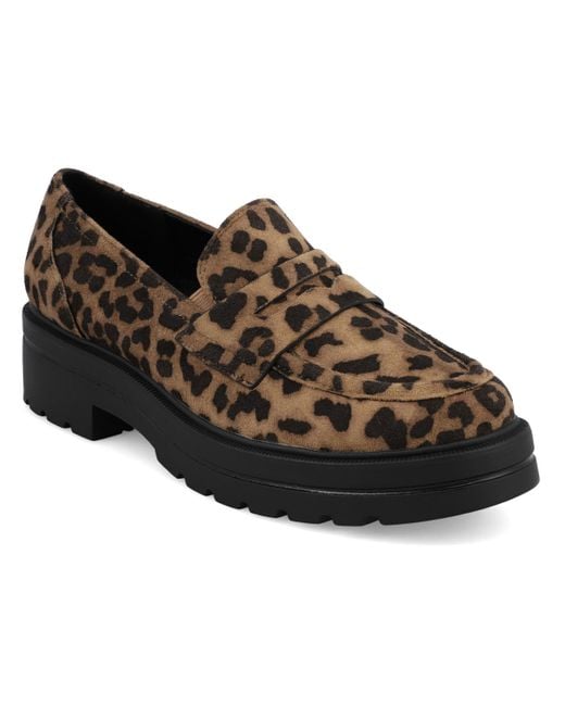 MIA Brown Yoani Round Toe Lug Sole Loafers