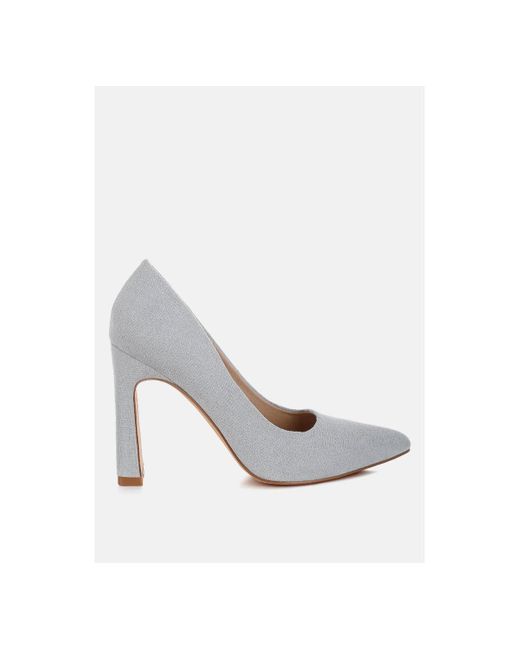 LONDON RAG White Uboa Slim Block Heel Pumps