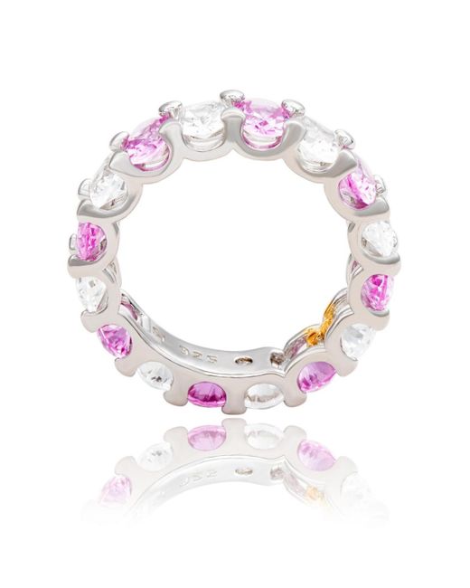 SUZY LEVIAN NEW YORK Sterling Silver Oval Sapphire And Created White Sapphire Eternity Band