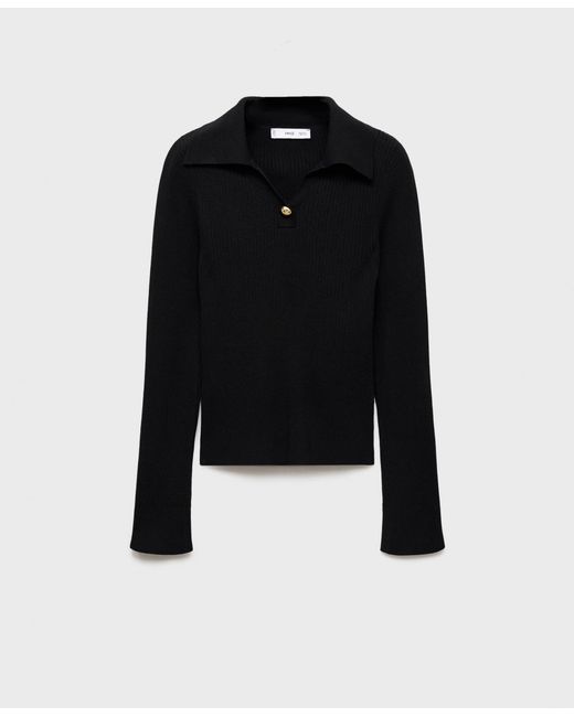 Mango Black Jewel Button Ribbed Sweater