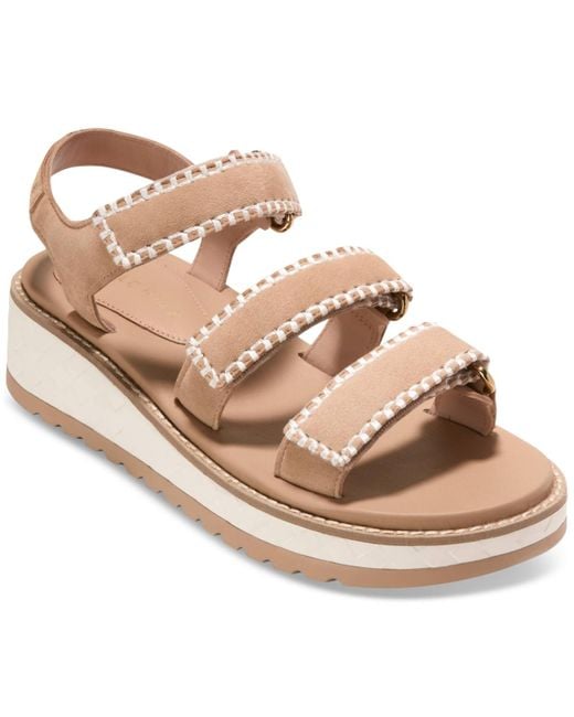 Cole Haan Women's Pink Grandpro Daylin Triple Strap Wedge Sandals