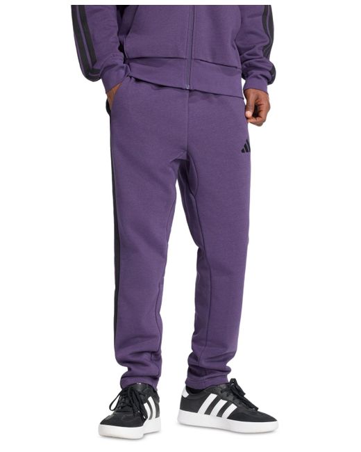 Adidas Purple Essentials Regular-fit 3-stripes Track Pants for men