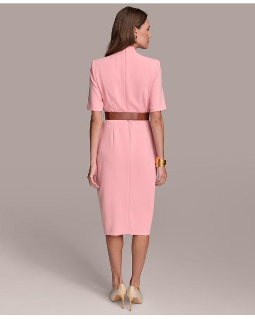 thumbnail image 2 of Women's DKNY Puff Sleeve V-Neck Belted Dress 2 of 14
